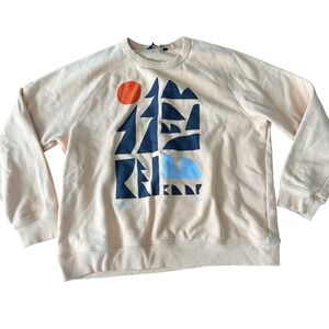REI Co-op XL Peach Geometric Mountain Graphic Fleece Sweatshirt  Unisex